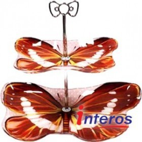 Etagere 2-stufig "Schmetterling Pink"