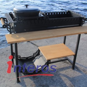 Gartengrill mit Eichenregal "ARMADA" 4mm Stahl von INTEROS 