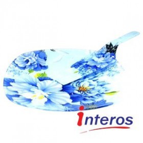 Kuchenplatte mit Spatel " Blaue Pfingstrose " von INTEROS