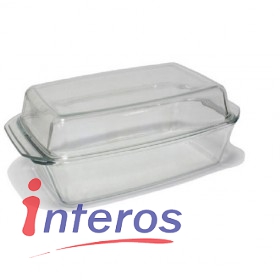 Auflaufform mit Deckel aus  hitzebeständigen Glas quadratisch 3,5 l. von INTEROS