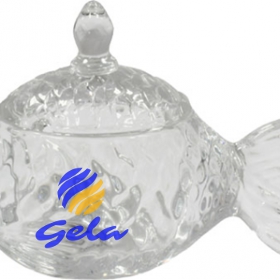 Glasvase für Süßigkeiten mit Deckel "Goldfisch" 