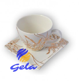Porzellan Teetasse mit Untertasse 2tlg Set "Goldener Strauß"